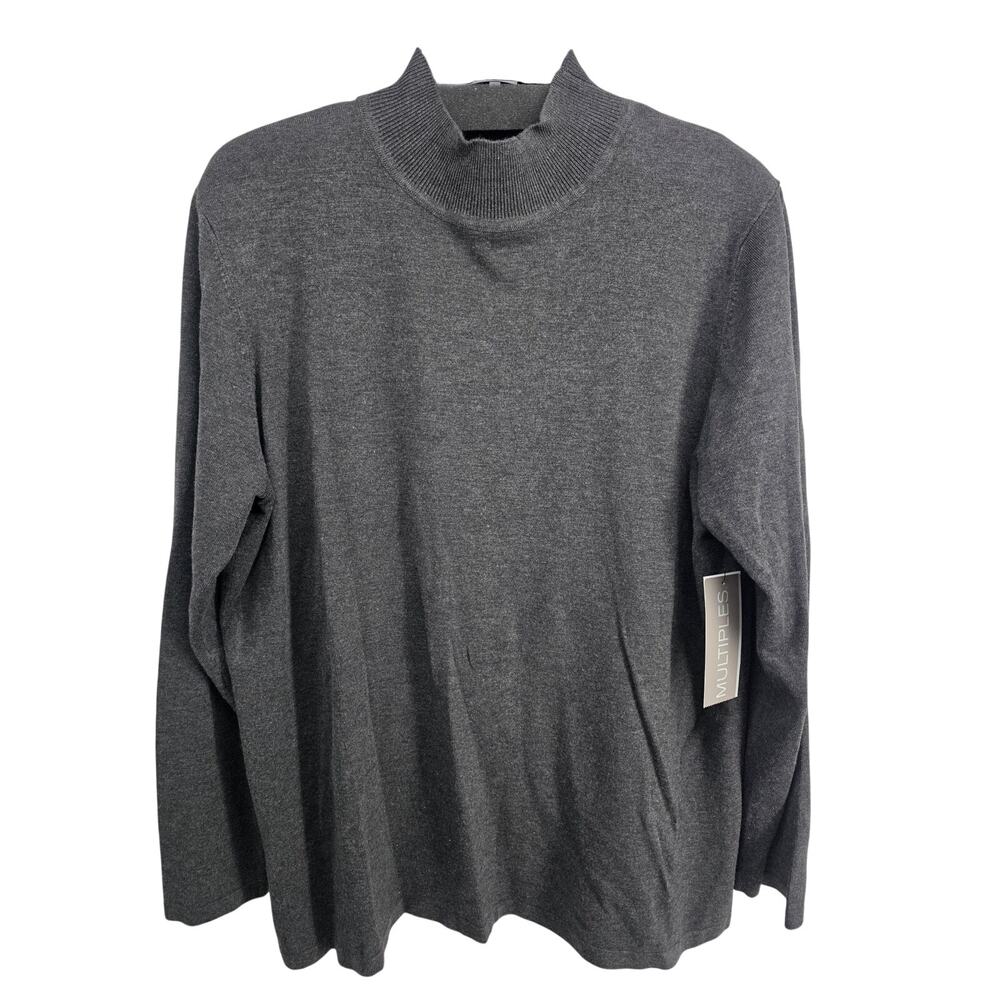Multiples NEW Mock Neck Gray Lightweight Sweater SIze XL